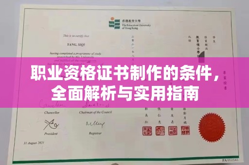 河南职业资格证书制作的条件，全面解析与实用指南
